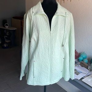 CJ Banks 1X pale green zip up lightweight jacket